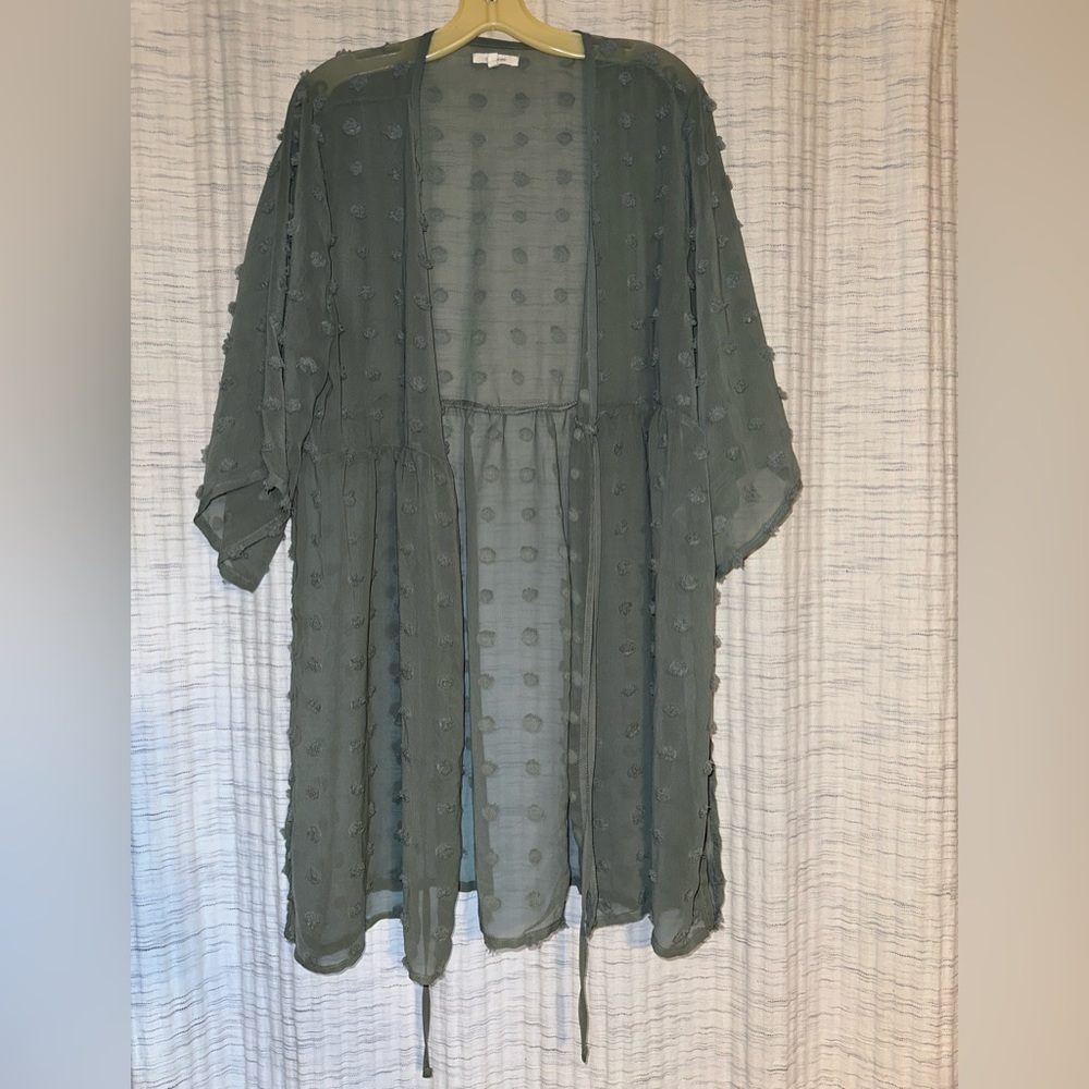 Sage green kimono with optional tie